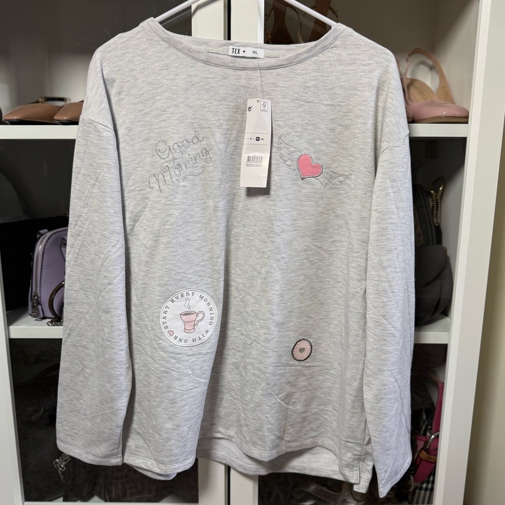 NWT Tex Light Gray Long Sleeve Shirt Pullover Sweater Size XL